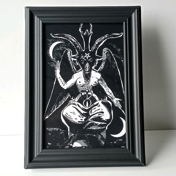 Baphomet Gothic Occult Vintage Satanic Pagan Art Gpthic Dark Goth Punk Art Decof - Picture 8 of 8